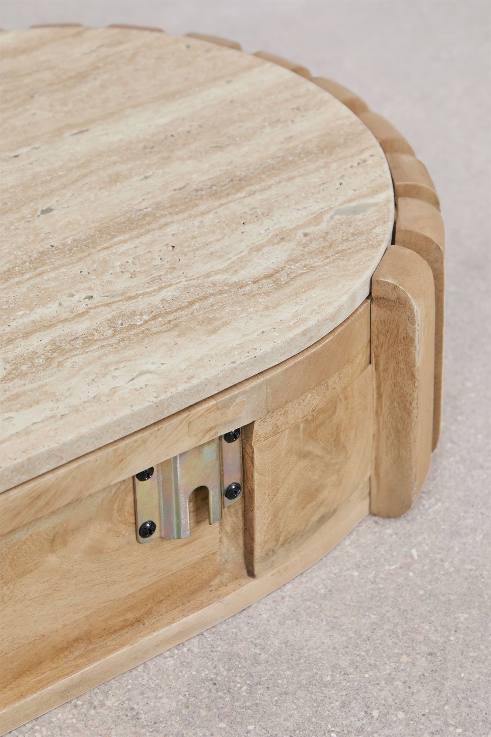 Console d'entrée murale 90x40 cm en bois de manguier et pierre naturelle Bytum, image de la galerie 8