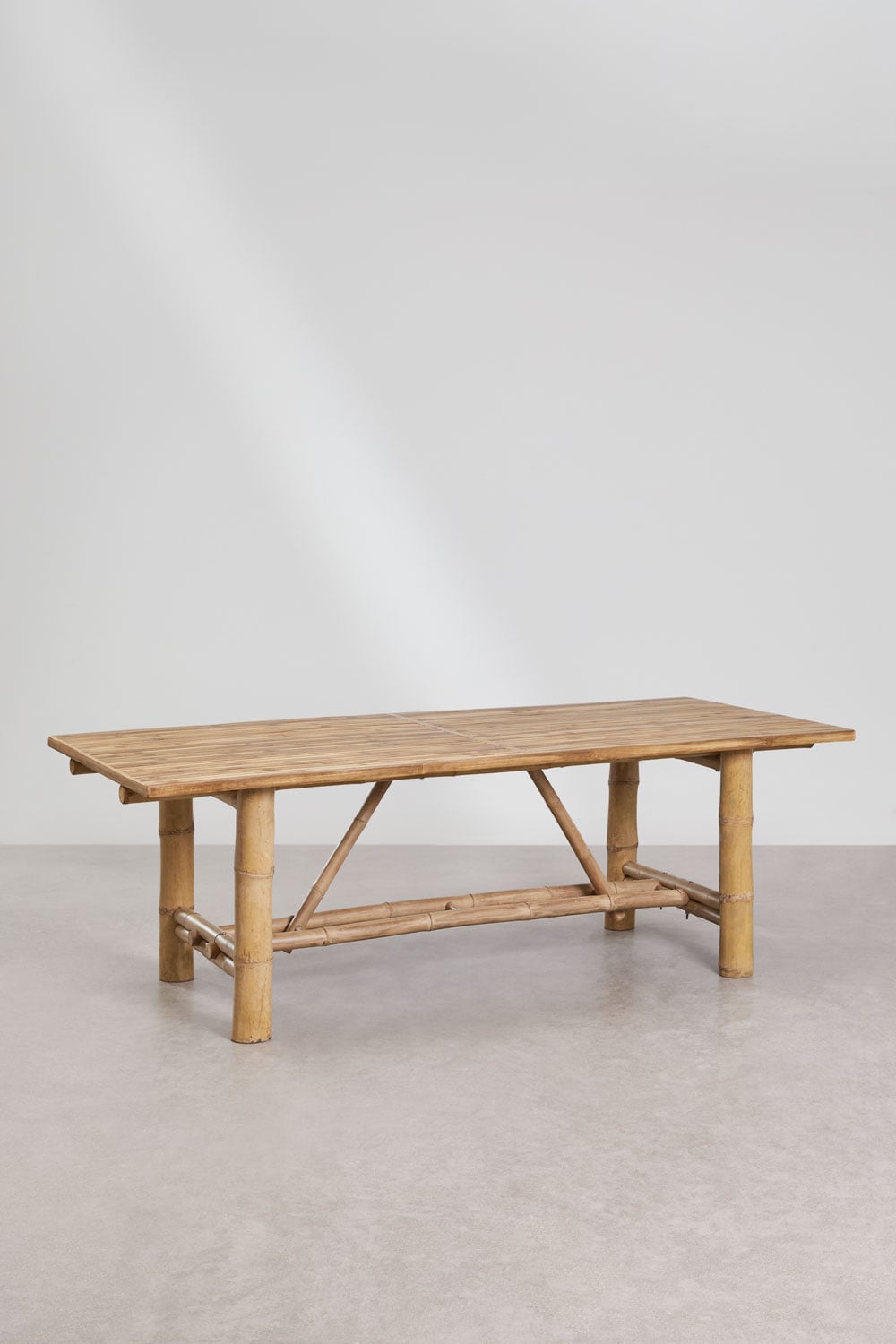 Table de jardin rectangulaire 220x100 cm en bambou Nelida, image de la galerie 1