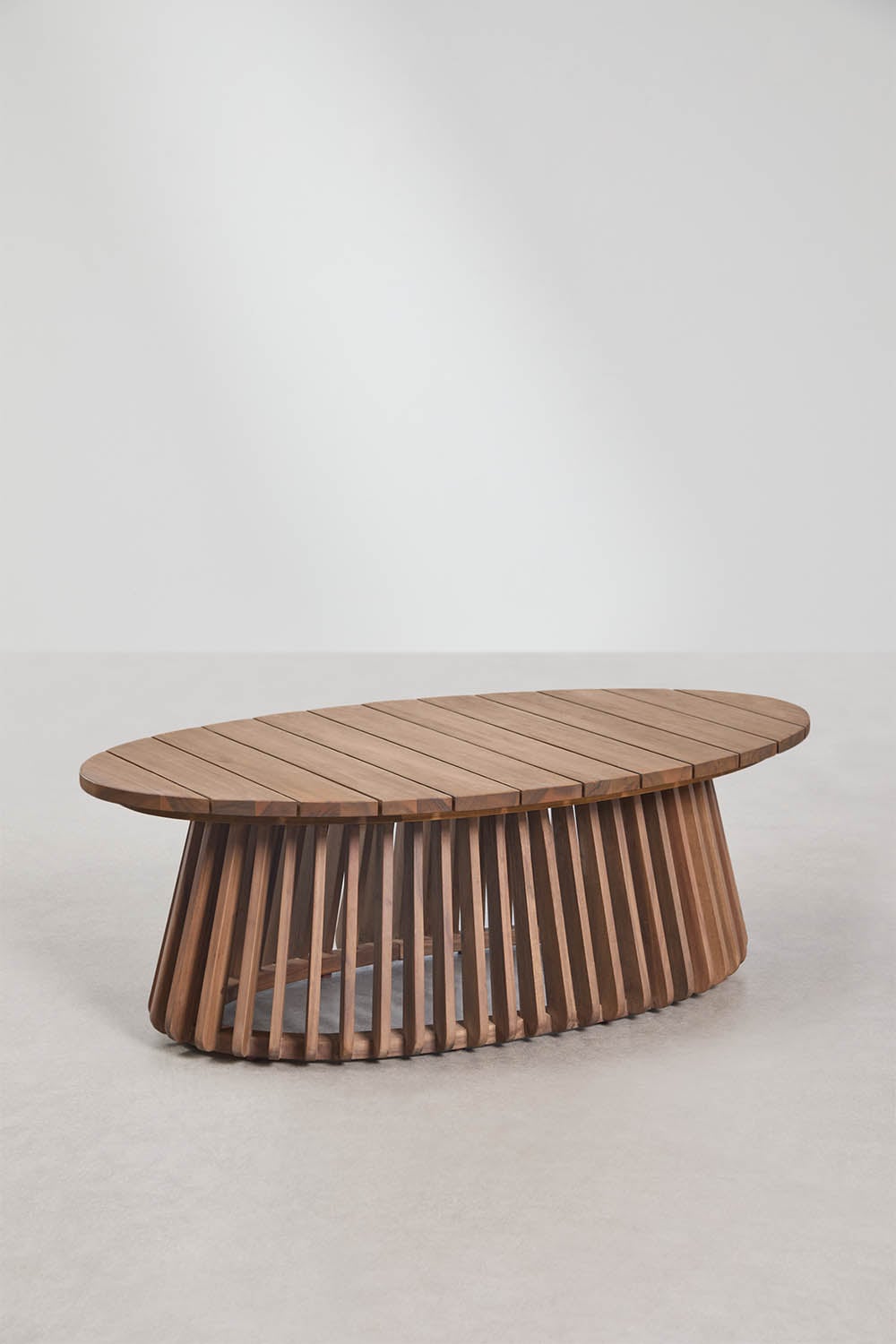 Table basse de jardin ovale 120x65 cm en bois d'acacia Mura, image de la galerie 1