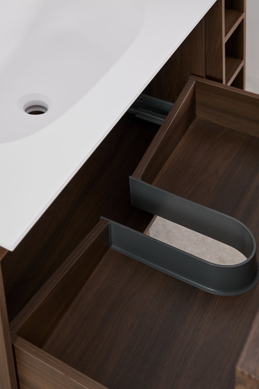 Ensemble meuble de salle de bain suspendu 120x50 cm en bois avec lavabo intégré Endika, image de la galerie 4