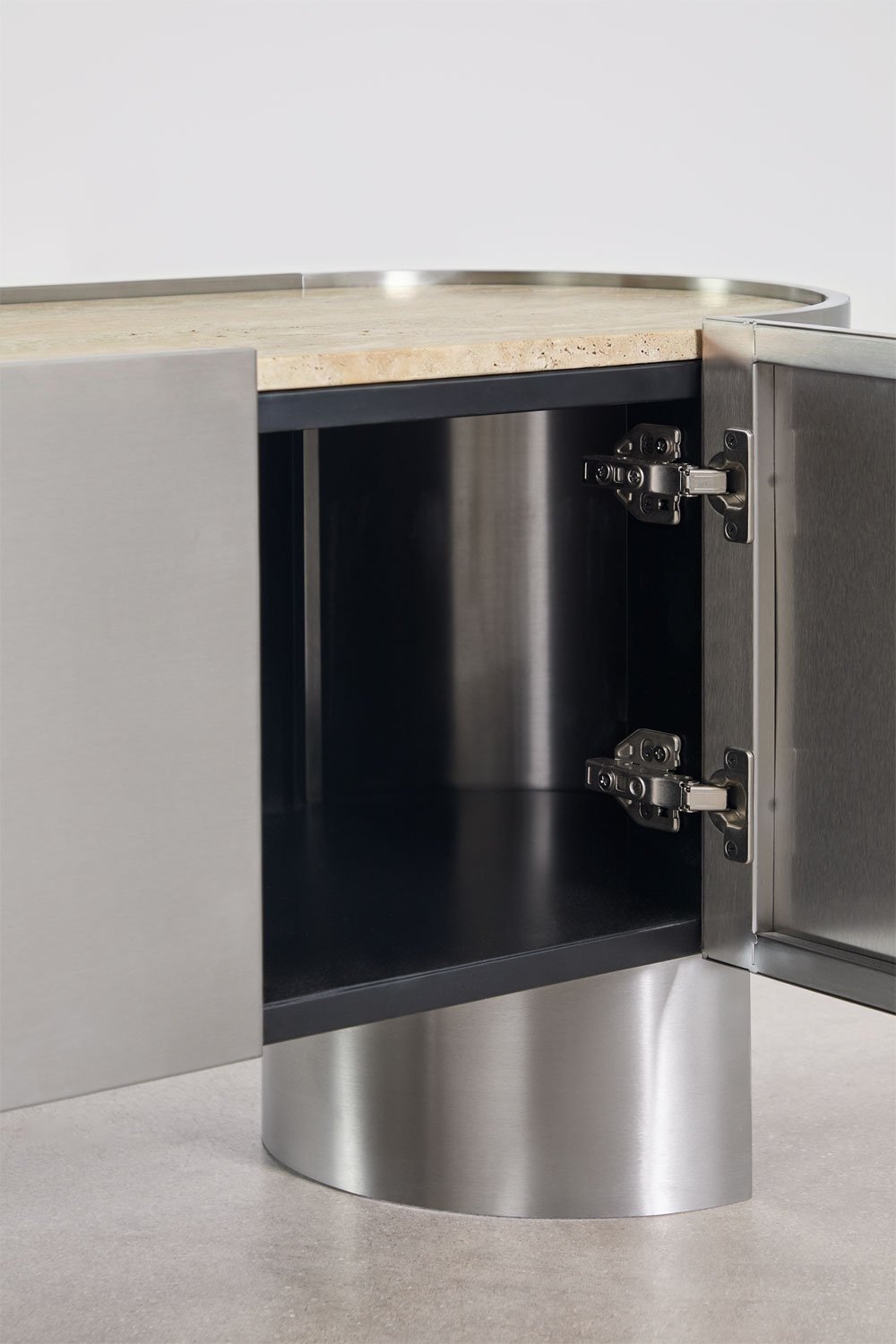 Meuble TV 180x40 cm en acier inoxydable Luena, image de la galerie 4