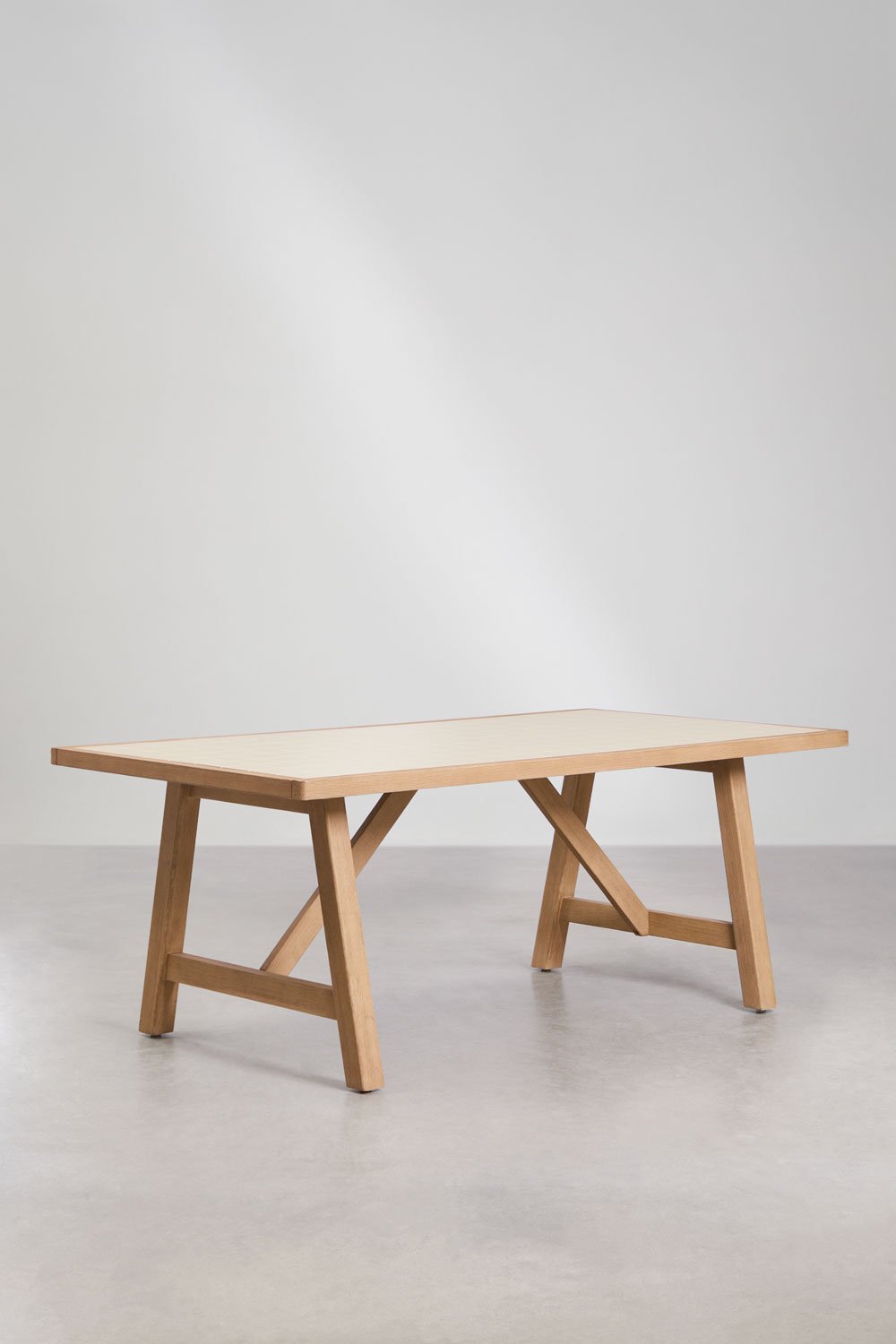 Set de table rectangulaire 200x100 cm Dubai et 8 chaises de jardin en bois d'acacia et rotin synthétique Ginara, image de la galerie 3