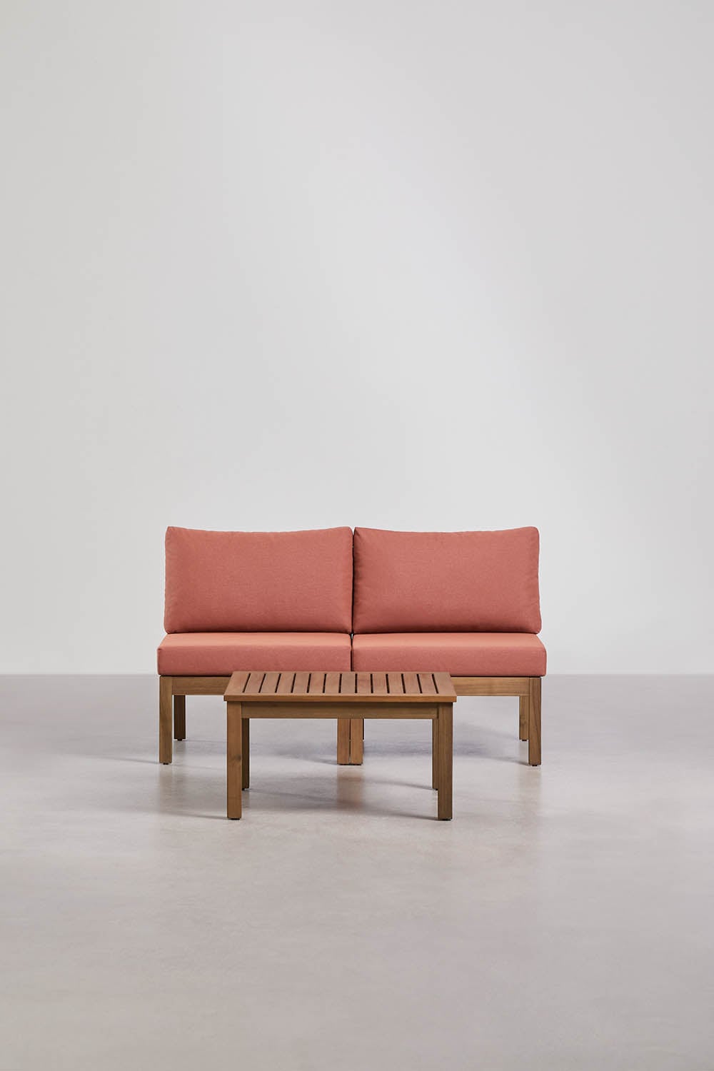 Ensemble de jardin avec canapé modulaire 2 pièces et table basse en bois d'acacia Branson, image de la galerie 3