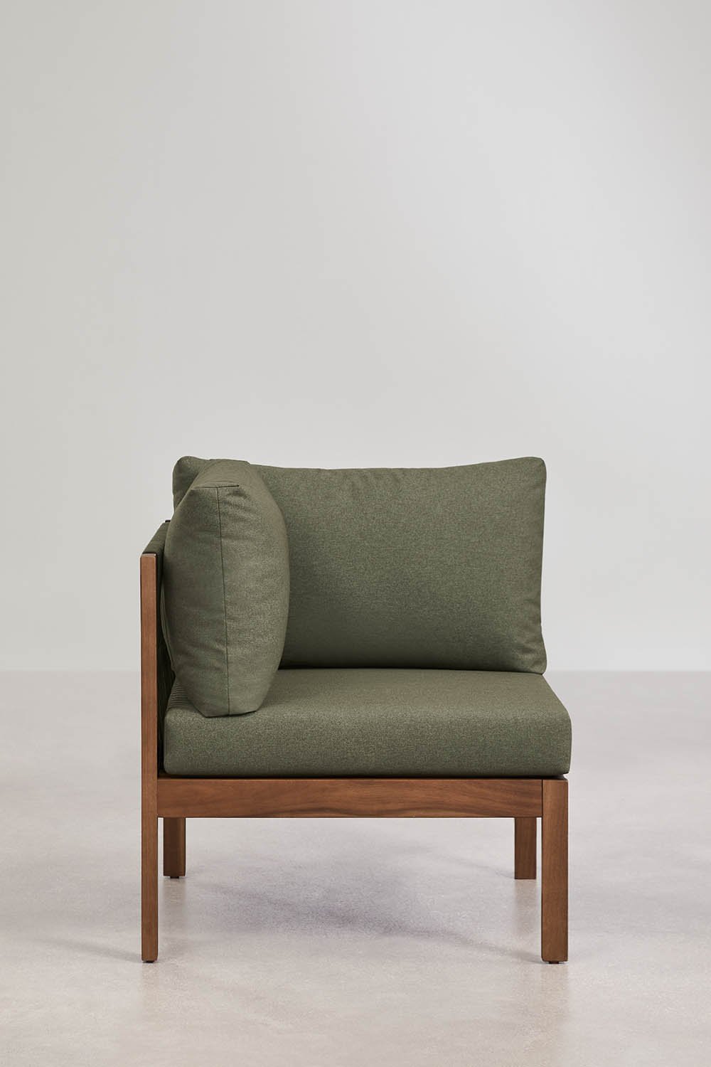 Ensemble de jardin avec canapé modulaire 2 pièces avec accoudoirs et table basse en bois d'acacia Branson, image de la galerie 4