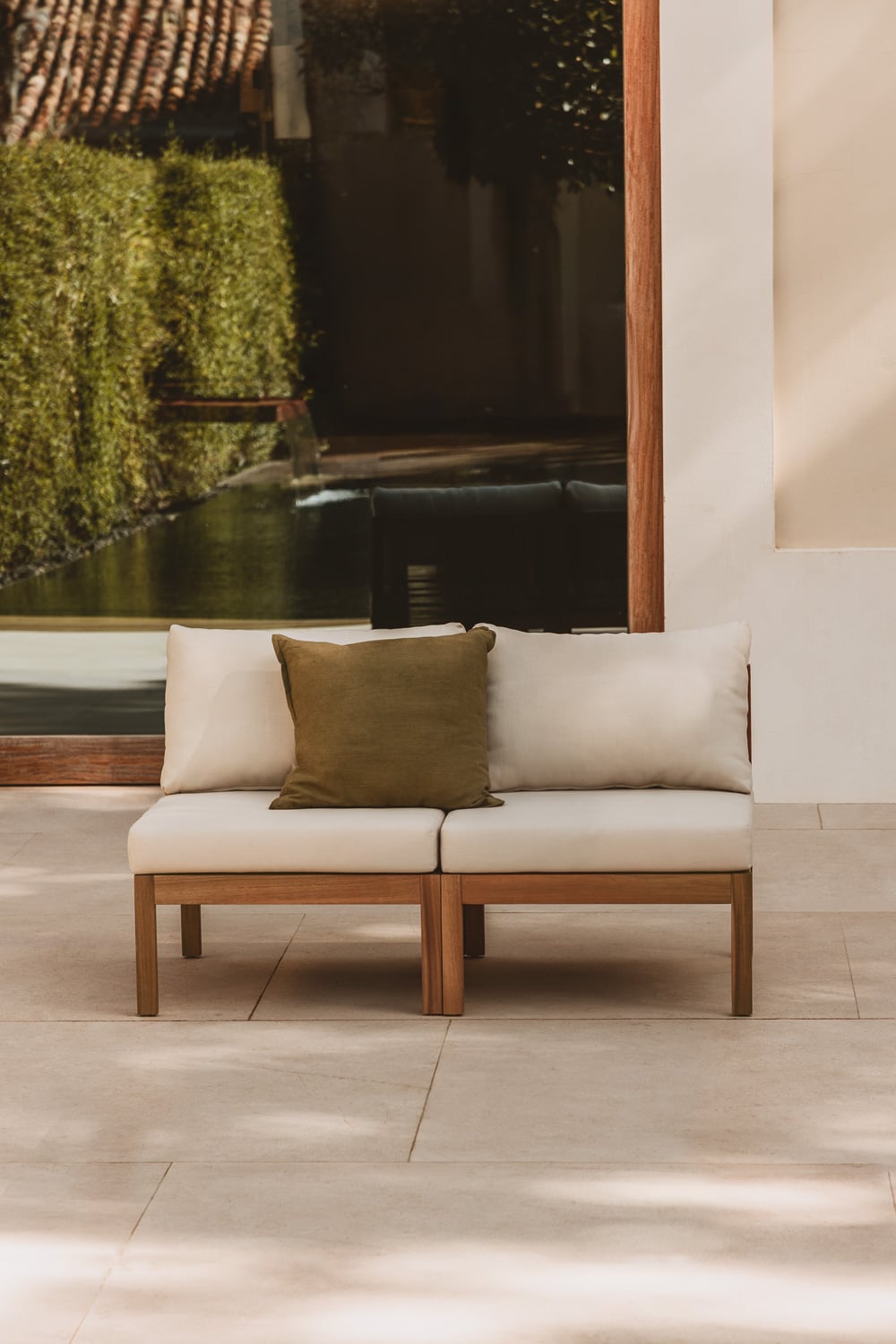 Canapé modulaire de jardin 2 pièces en bois d'acacia Branson, image de la galerie 8