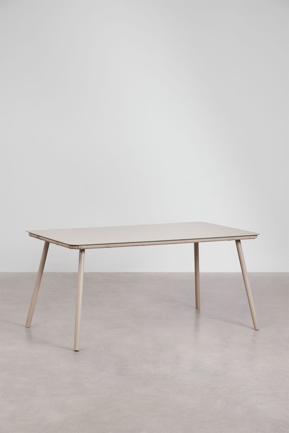 Set de table rectangulaire 160x90 cm et 6 chaises de jardin empilables en corde tressée Arhiza, image de la galerie 3