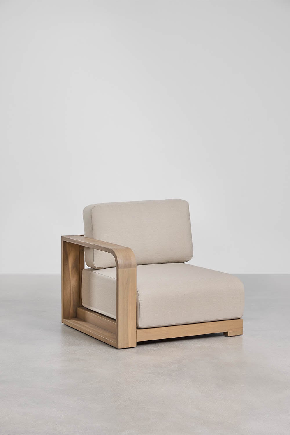 Module d'angle gauche pour canapé modulaire de jardin en bois d'acacia Brivori, image de la galerie 1