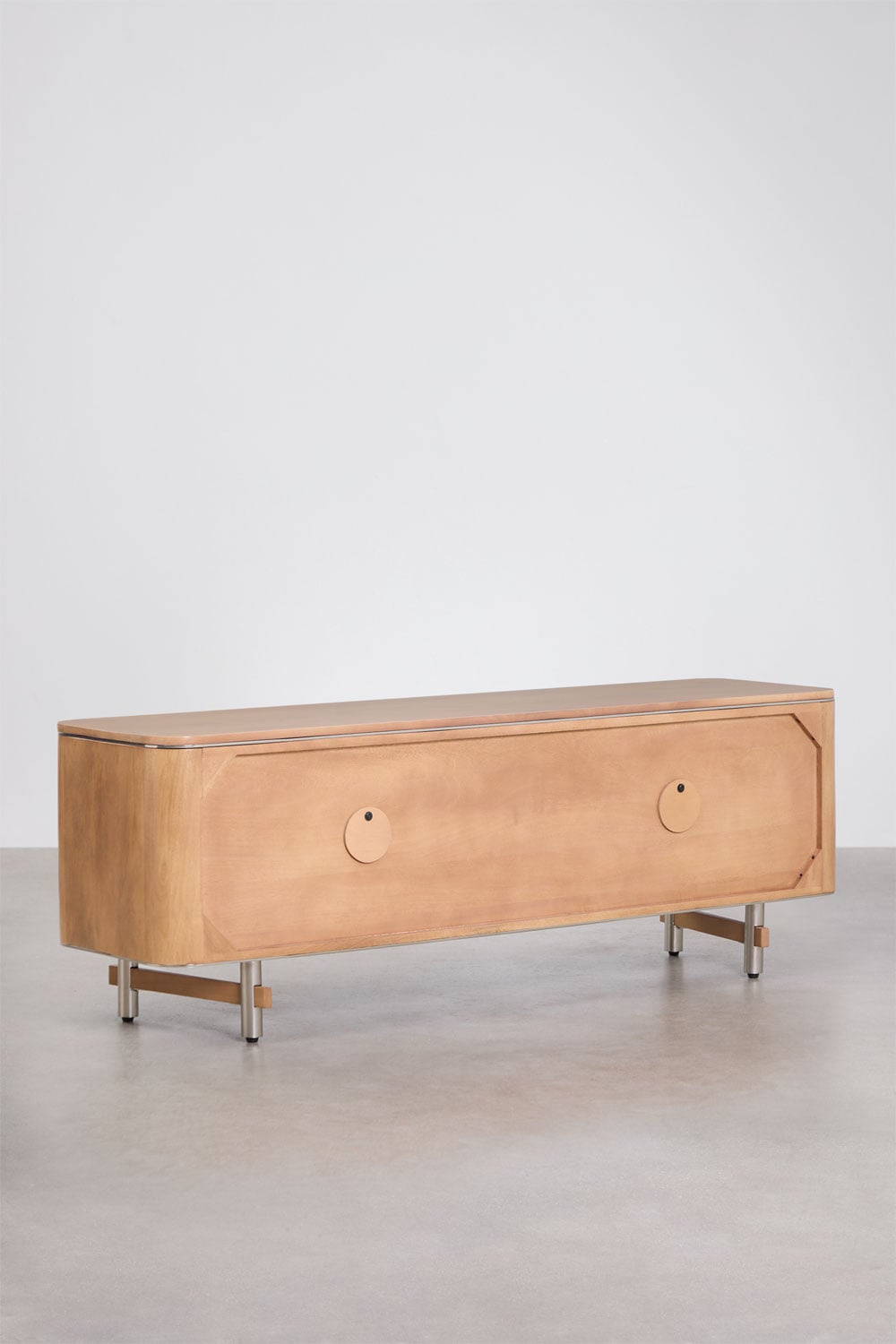 Meuble TV 160x40 cm en bois de manguier et acier Osaka, image de la galerie 6