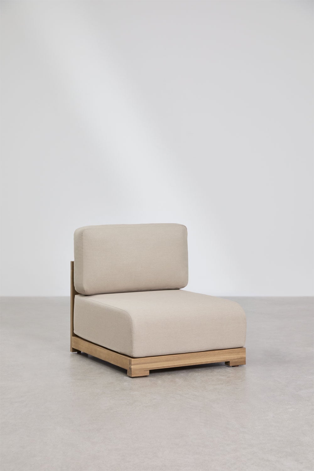 Ensemble de jardin avec canapé modulaire 4 pièces avec accoudoirs, fauteuil et table basse en bois d'acacia Brivori, image de la galerie 8