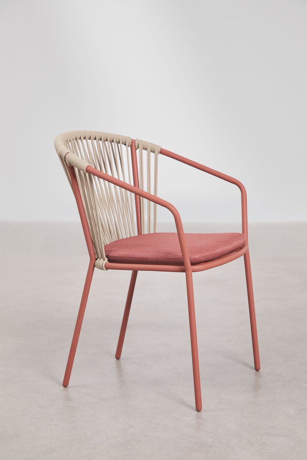 Pack de 4 chaises de salle à manger empilables en acier et corde tressée Oklahoma, image de la galerie 2