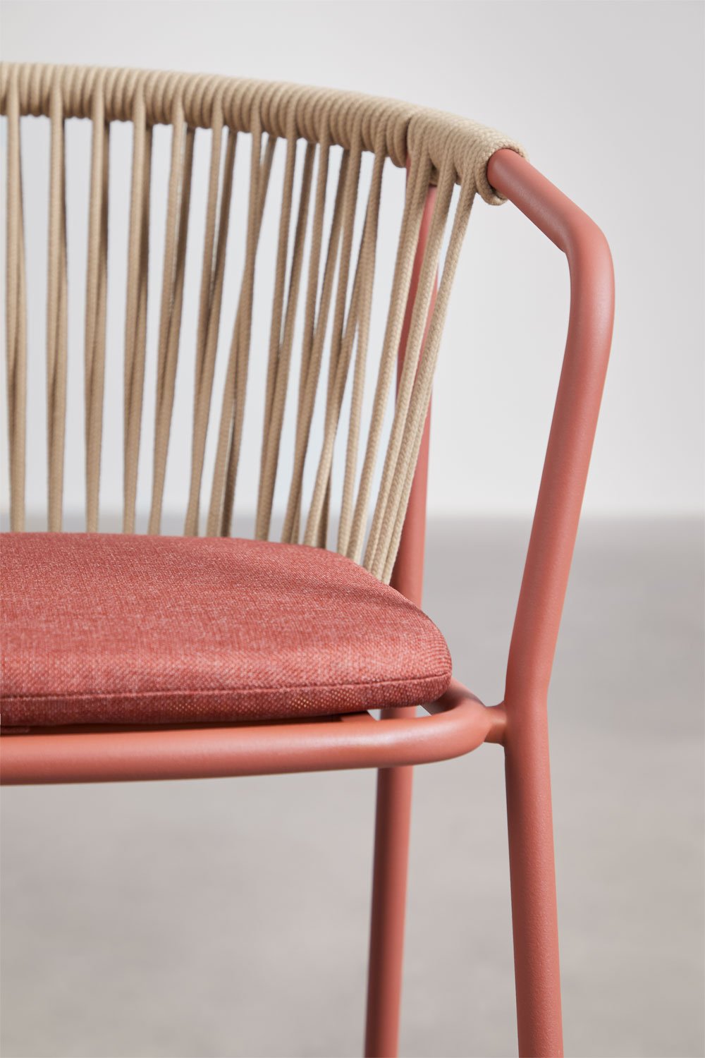 Tabouret de jardin haut en acier et corde tressée Oklahoma, image de la galerie 4