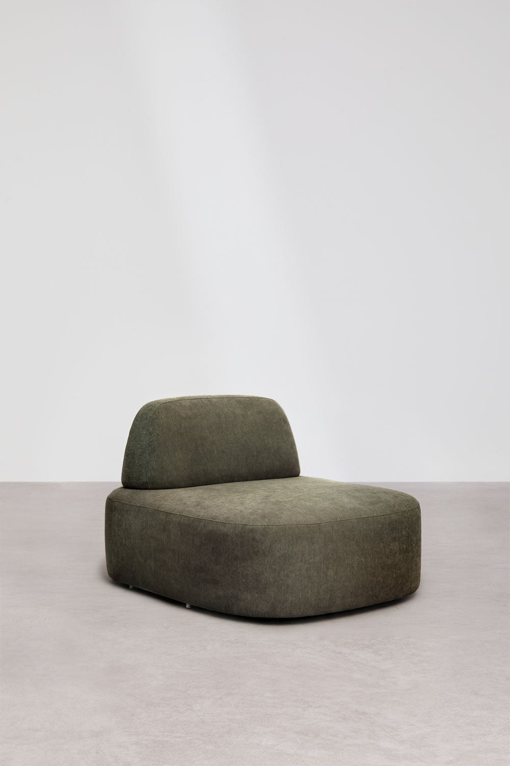 Canapé modulaire avec méridienne droite 3 pièces et pouf tapissé Giorgia, image de la galerie 4
