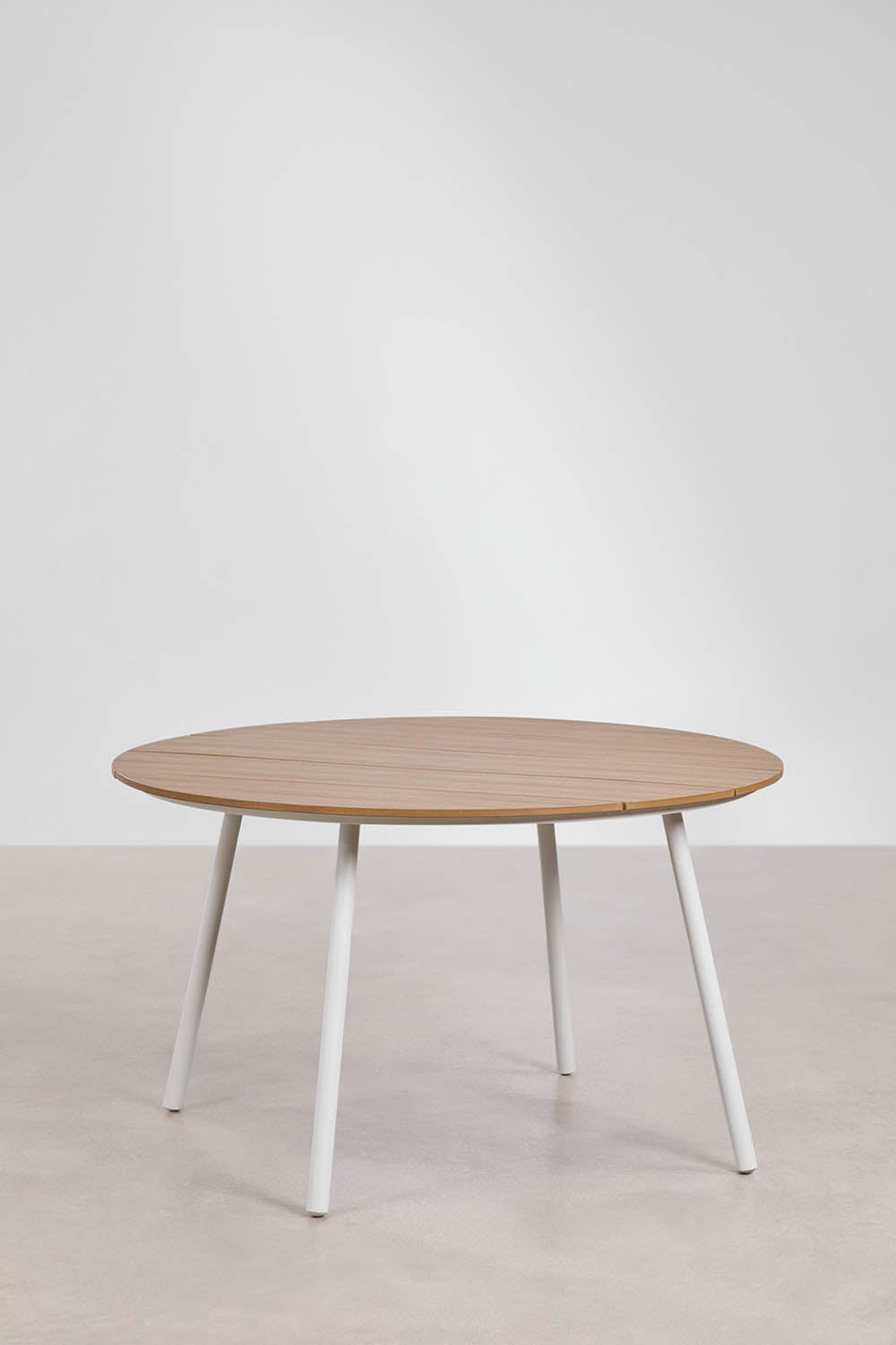 Table de jardin ronde Ø130 cm en bois et acier Mireiali, image de la galerie 1