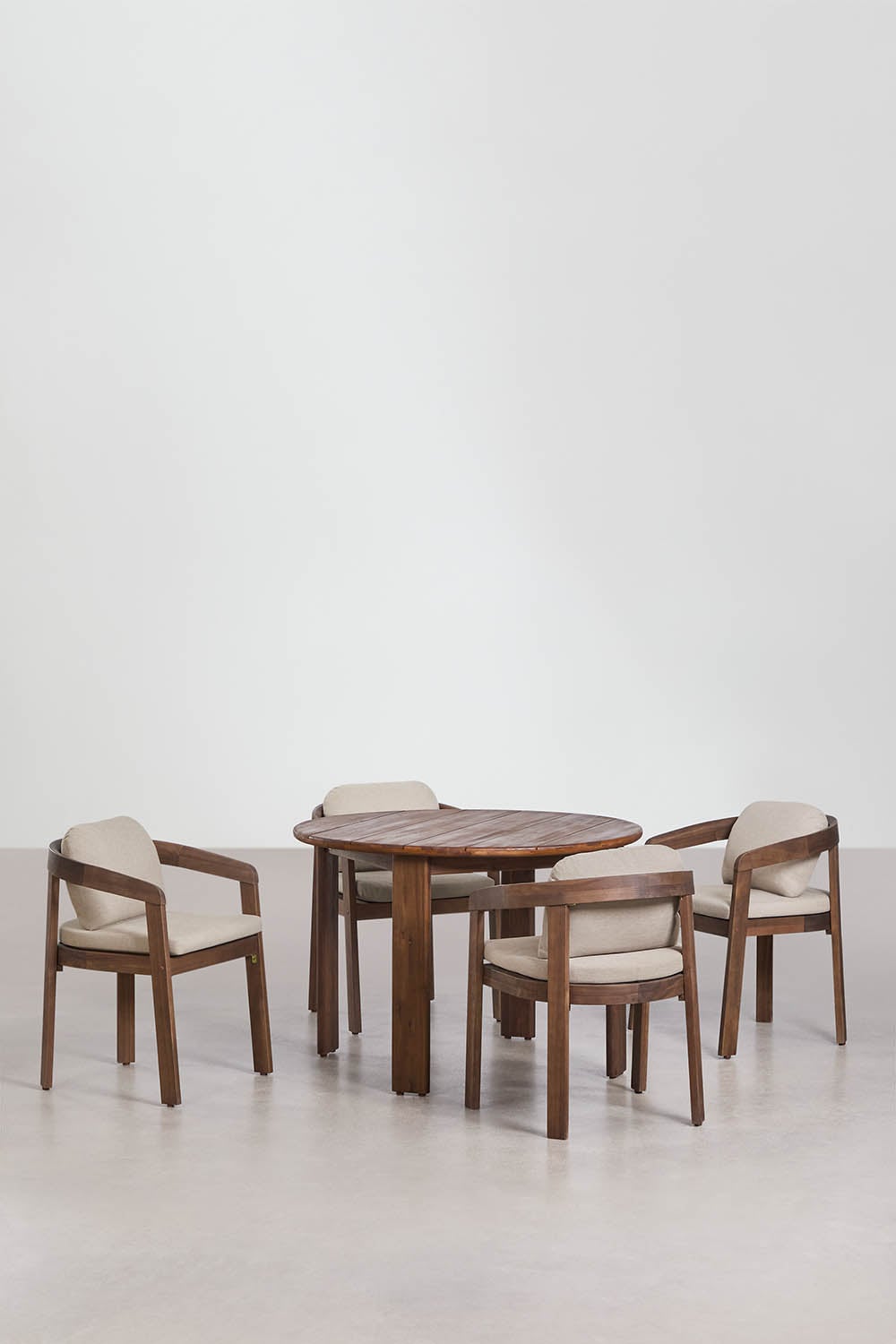 Ensemble table ronde Ø110 cm et 4 chaises de jardin en bois d'acacia Uleno, image de la galerie 3