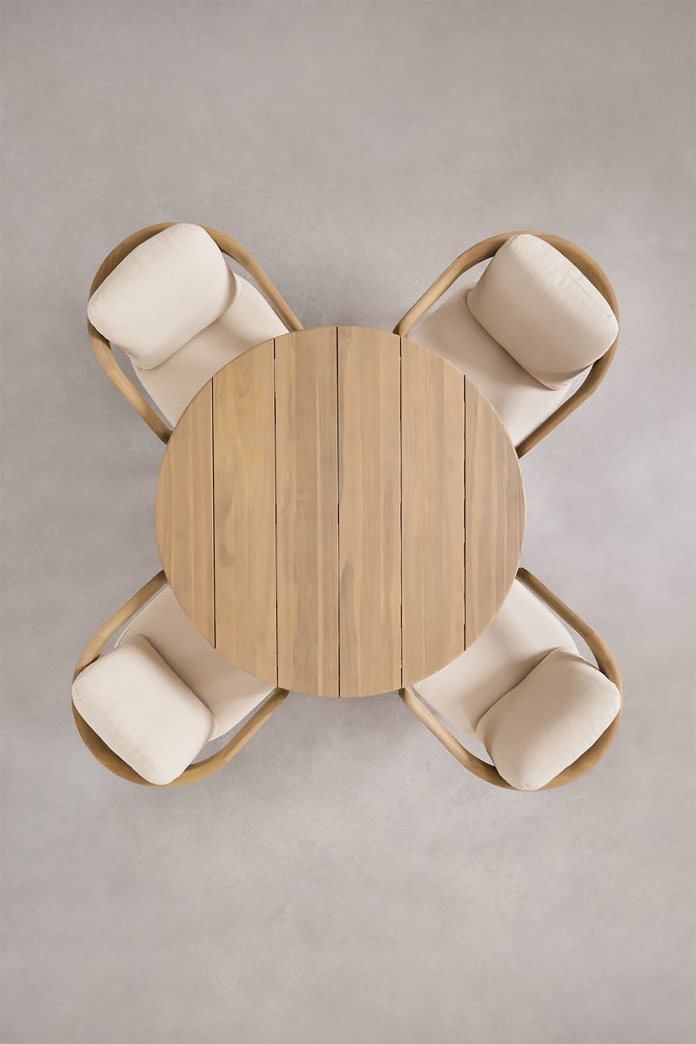 Ensemble table ronde Ø110 cm et 4 chaises de jardin en bois d'acacia Uleno, image de la galerie 11