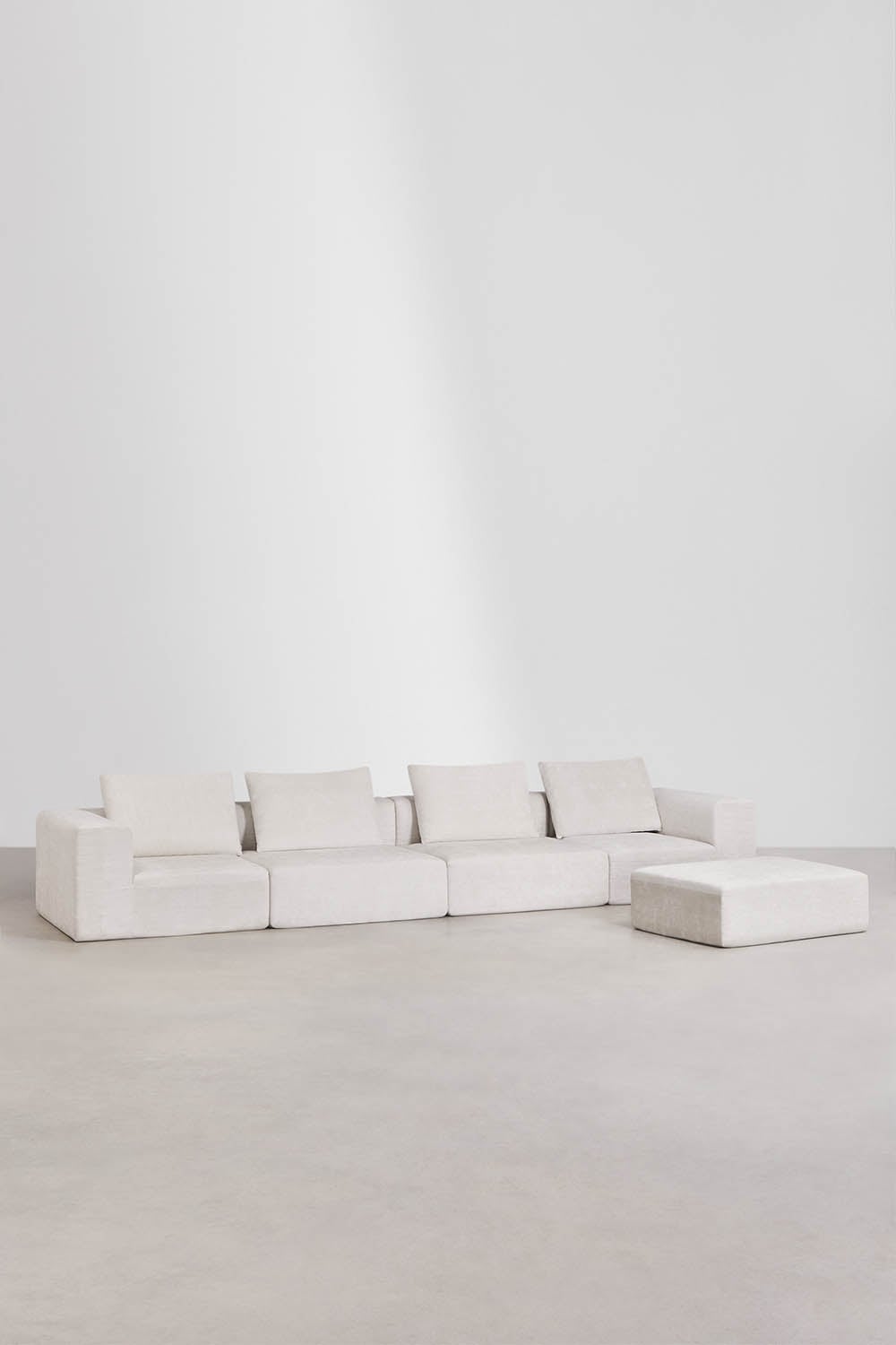 Canapé modulaire 4 pièces et pouf en chenille emballé sous vide Norridge, image de la galerie 1