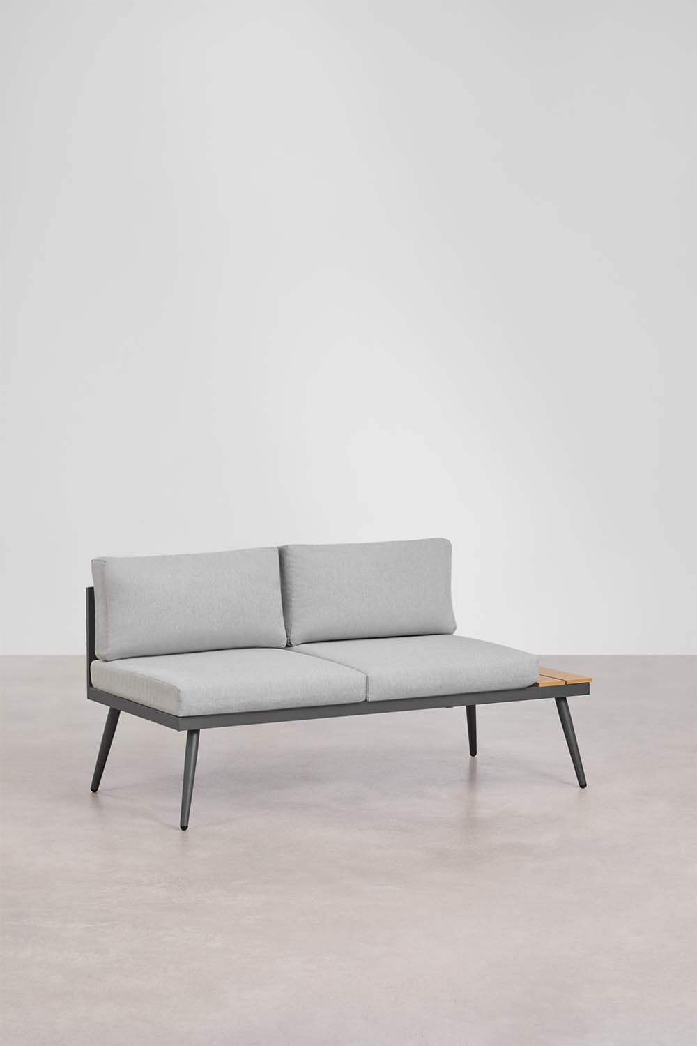 Ensemble de jardin avec canapé d'angle 4 places et table basse en aluminium et bois Nadi, image de la galerie 2