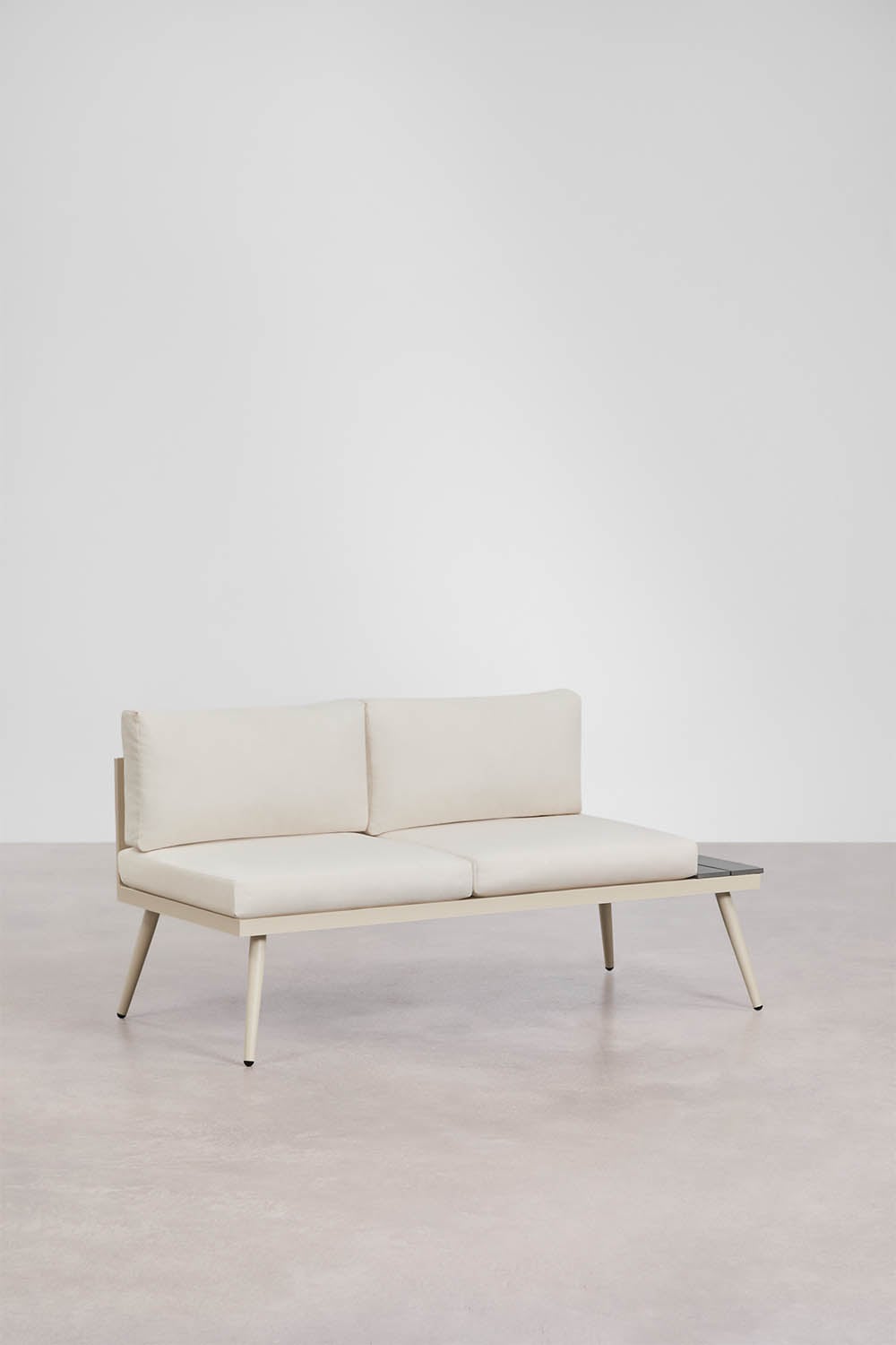 Ensemble de jardin avec canapé d'angle 4 places et table basse en aluminium et bois Nadi, image de la galerie 2