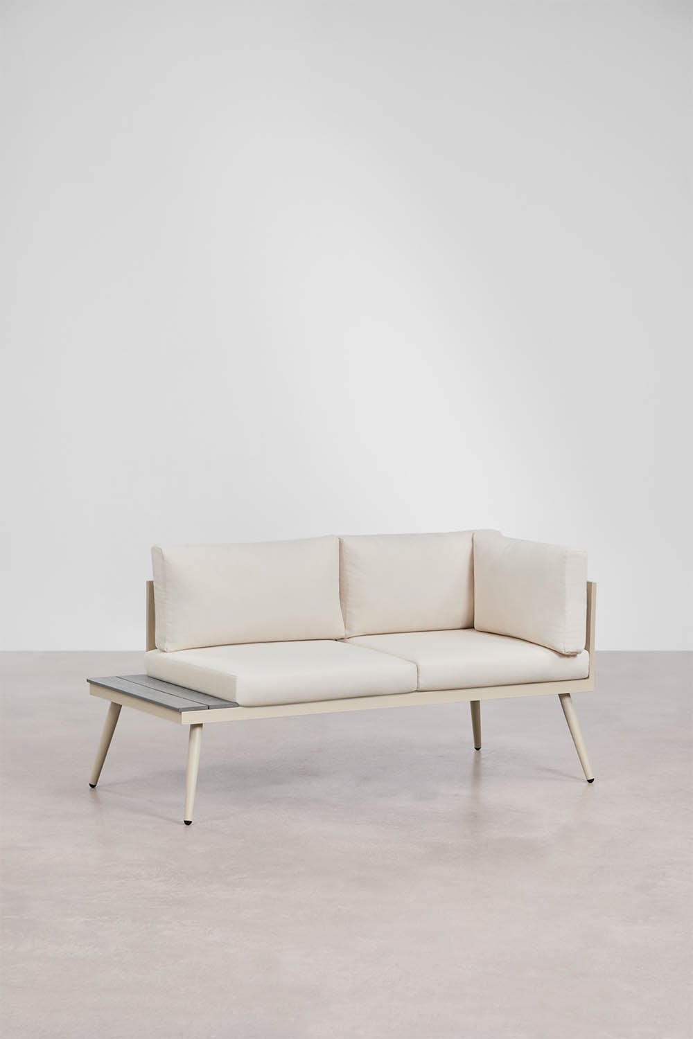 Ensemble de jardin avec canapé d'angle 4 places et table basse en aluminium et bois Nadi, image de la galerie 5
