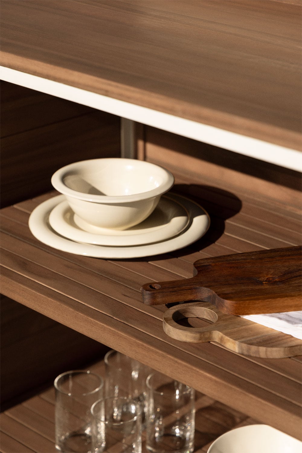 Module de rangement avec étagères pour cuisine modulaire d'extérieur en bois d'acacia et aluminium Reggie, image de la galerie 2