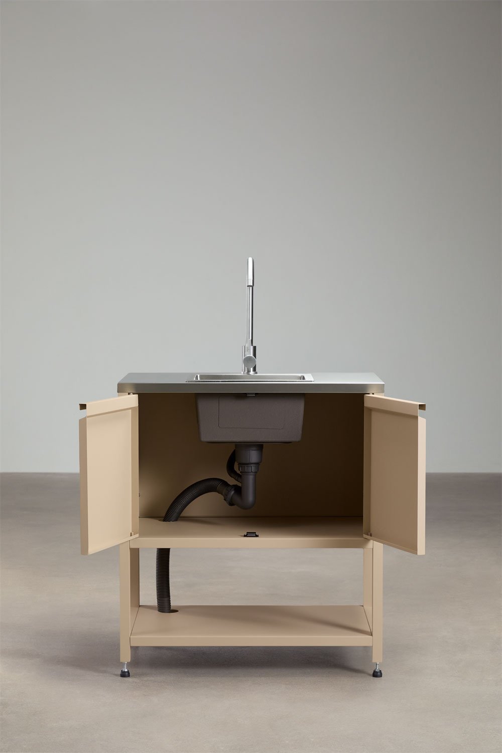 Module de rangement avec évier pour cuisine modulaire d'extérieur en acier Savona, image de la galerie 3
