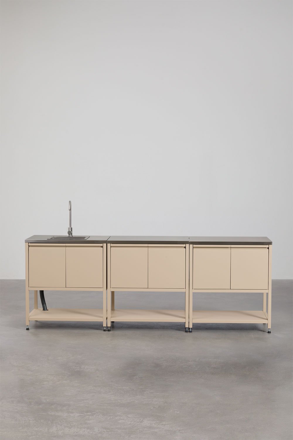 Cuisine modulaire d'extérieur 3 pièces avec évier et rangement en acier Savona, image de la galerie 1