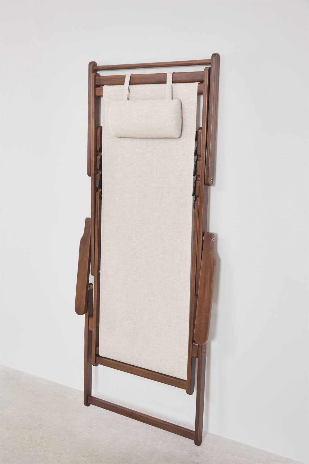 Pack de 2 chaises longues pliantes en bois d'acacia avec coussin Rondonia, image de la galerie 8