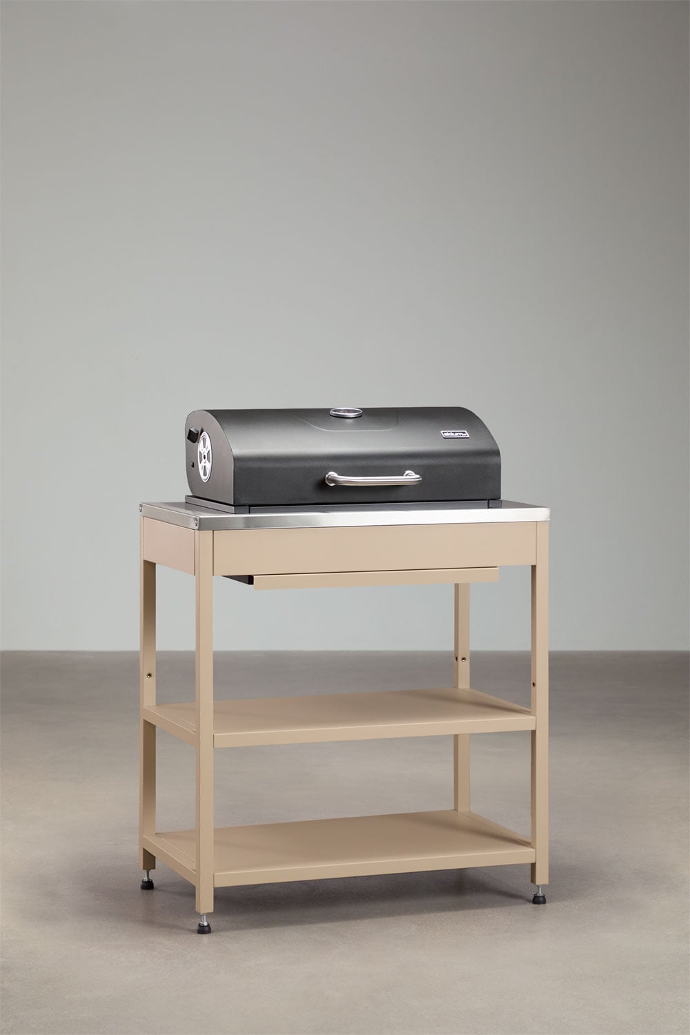Cuisine modulaire d'extérieur 3 pièces avec évier, rangement et barbecue au charbon en acier Savona, image de la galerie 7