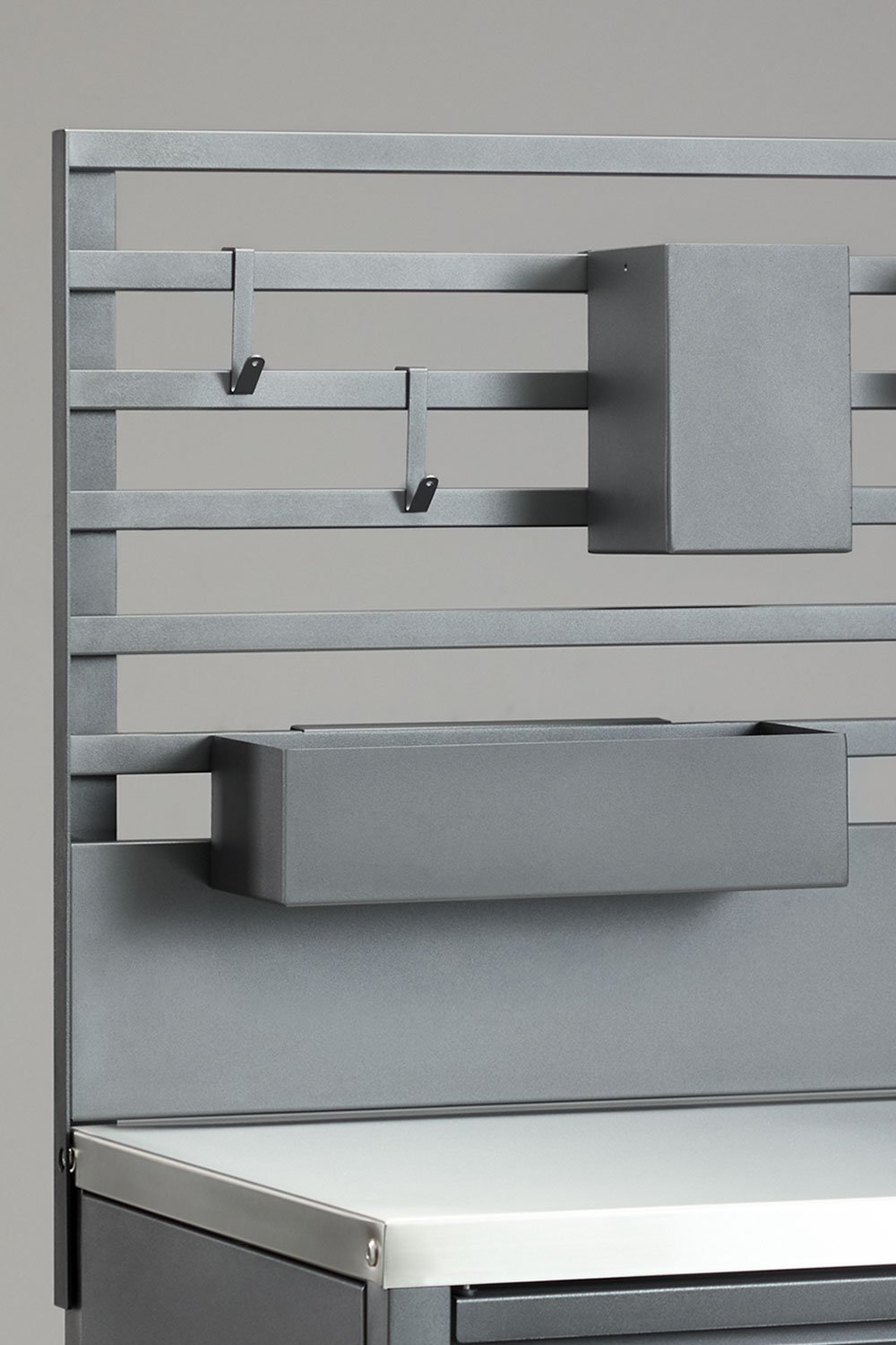 Cuisine modulaire d'extérieur 4 pièces avec évier, panneau organisateur, chariot et barbecue à charbon en acier Savona, image de la galerie 9