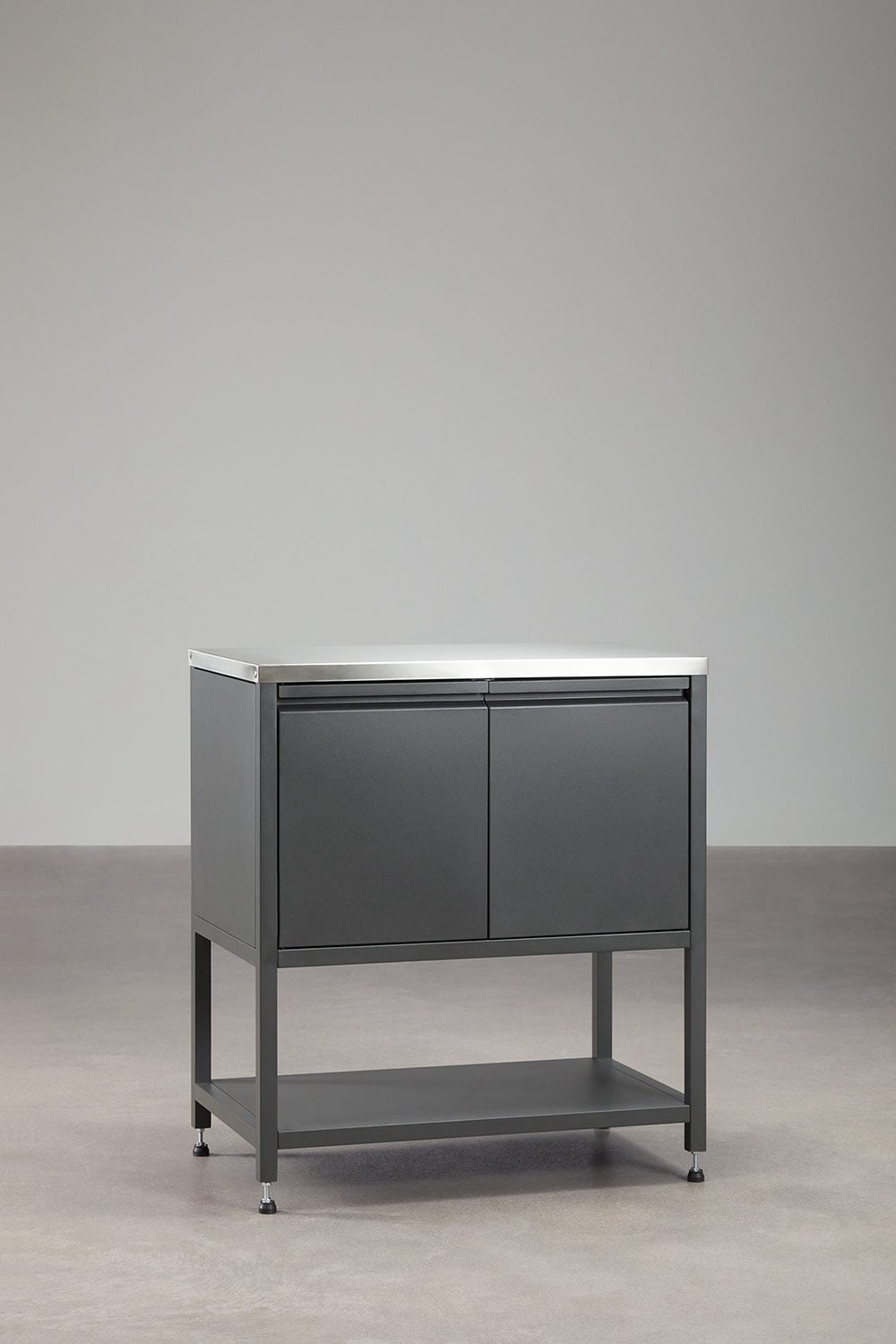 Cuisine modulaire d'angle extérieure 7 pièces avec évier, panneau organisateur et barbecue à charbon en acier Savona, image de la galerie 8