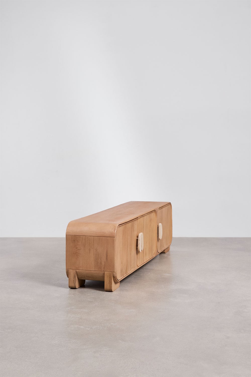 Meuble TV en bois de manguier et travertin Kivalina, image de la galerie 4