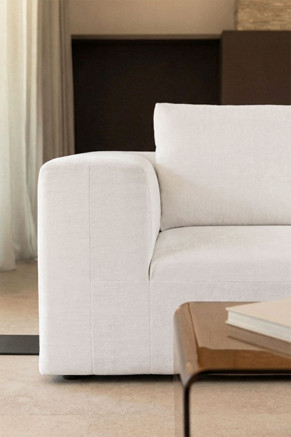 Canapé modulaire 3 pièces et pouf en chenille emballé sous vide Norridge, image de la galerie 2