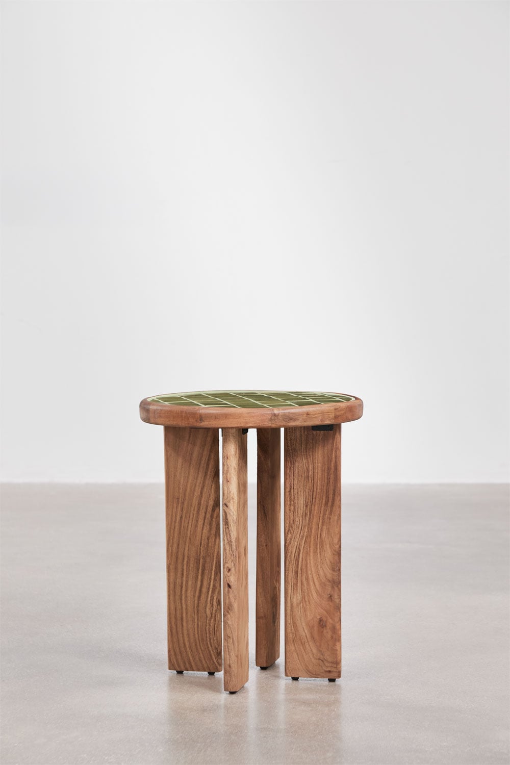Table d'appoint ronde Ø40 cm en bois d'acacia et carreaux Aitana, image de la galerie 3