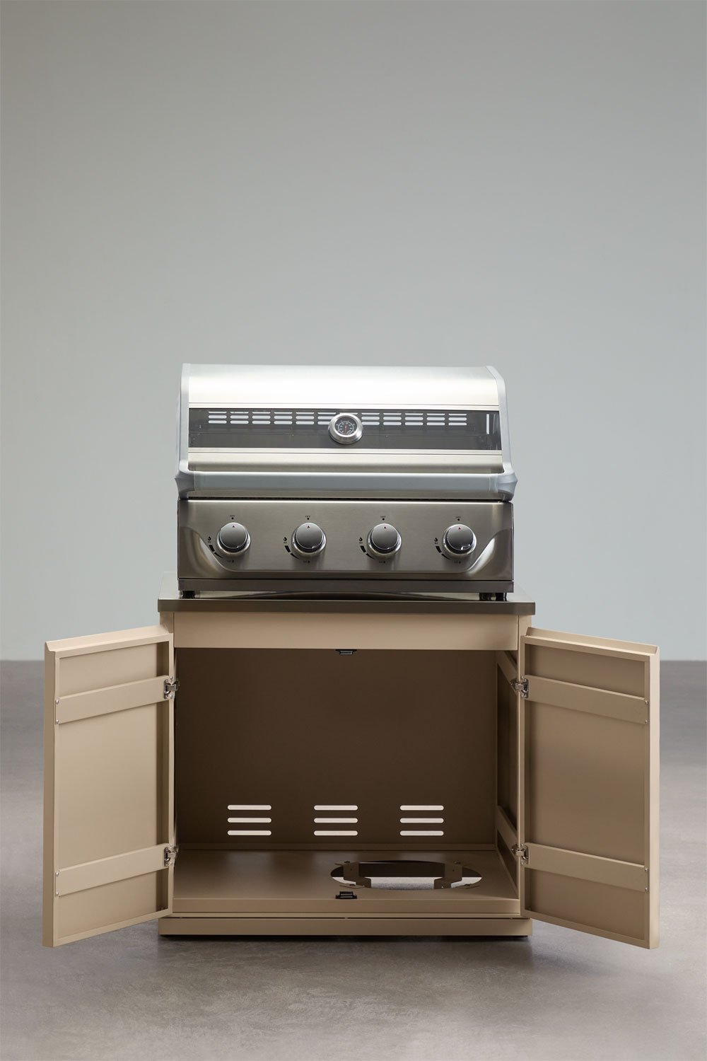Module avec barbecue à gaz à 4 brûleurs pour cuisine modulaire d'extérieur en acier Rivana, image de la galerie 3