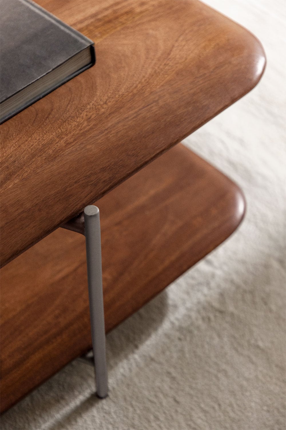 Table basse rectangulaire 120x60 cm en bois de manguier et acier inoxydable Vimara, image de la galerie 2