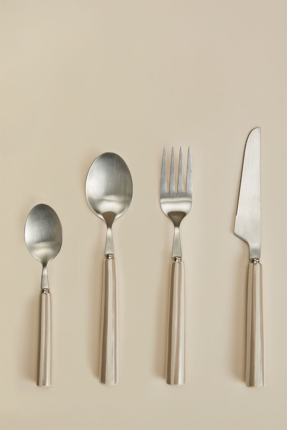 Couverts 16 pièces en acier inoxydable et céramique Ireli, image de la galerie 2