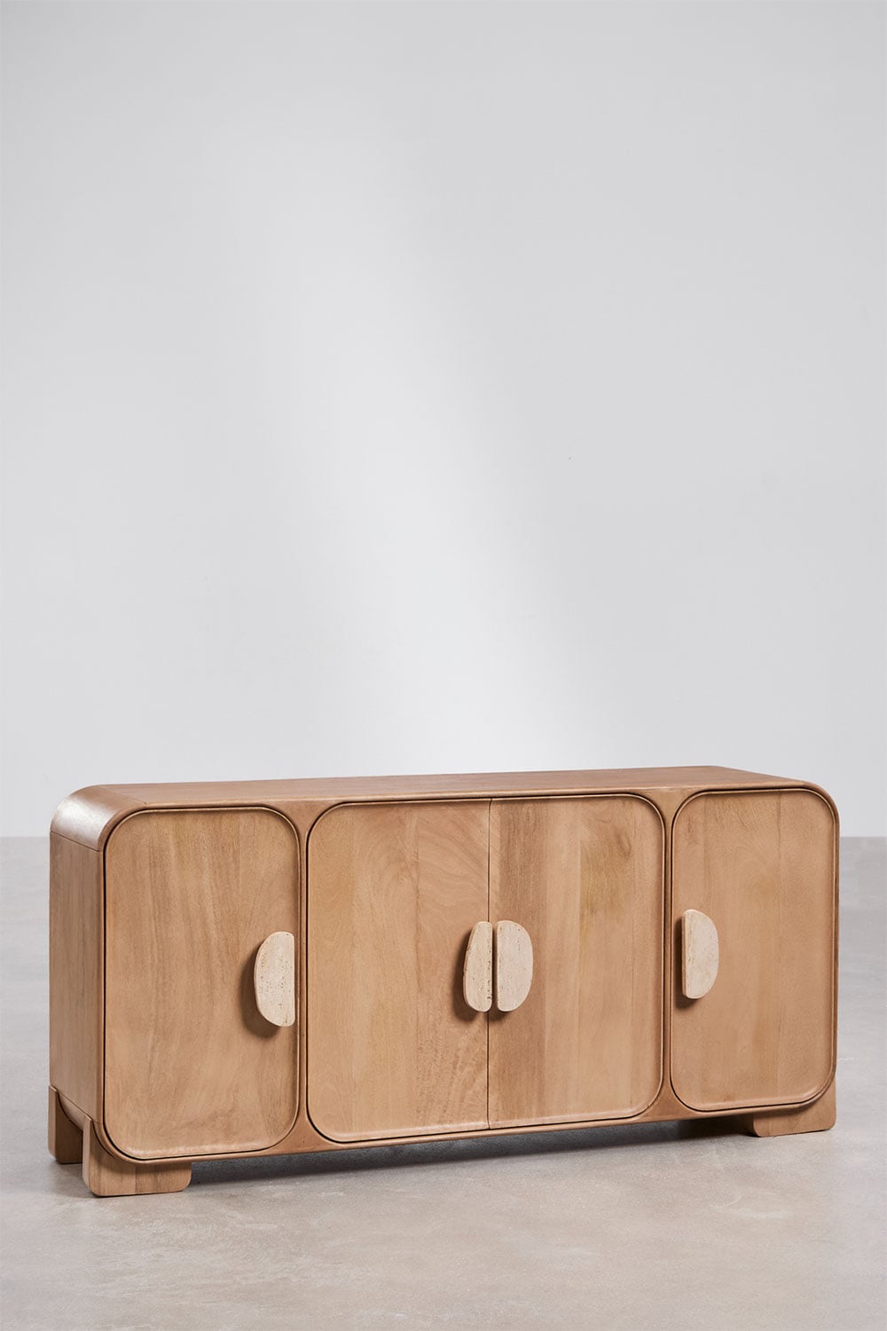 Buffet 160x45 cm en bois de manguier et travertin Kivalina, image de la galerie 4