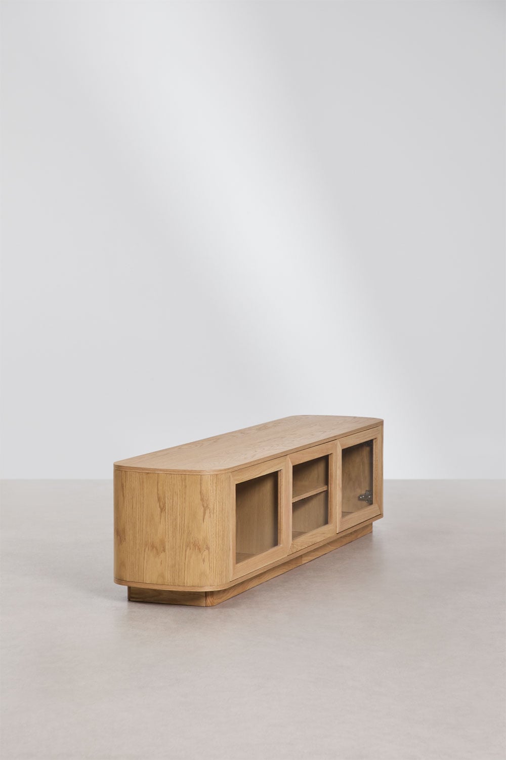 Meuble TV 180x40 cm en MDF et verre trempé Walia, image de la galerie 2