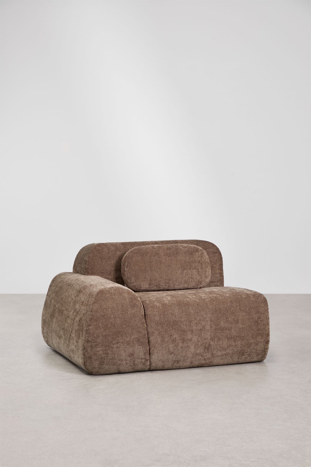 Module d'angle gauche avec accoudoir pour canapé modulaire en chenille emballé sous vide Merida, image de la galerie 1