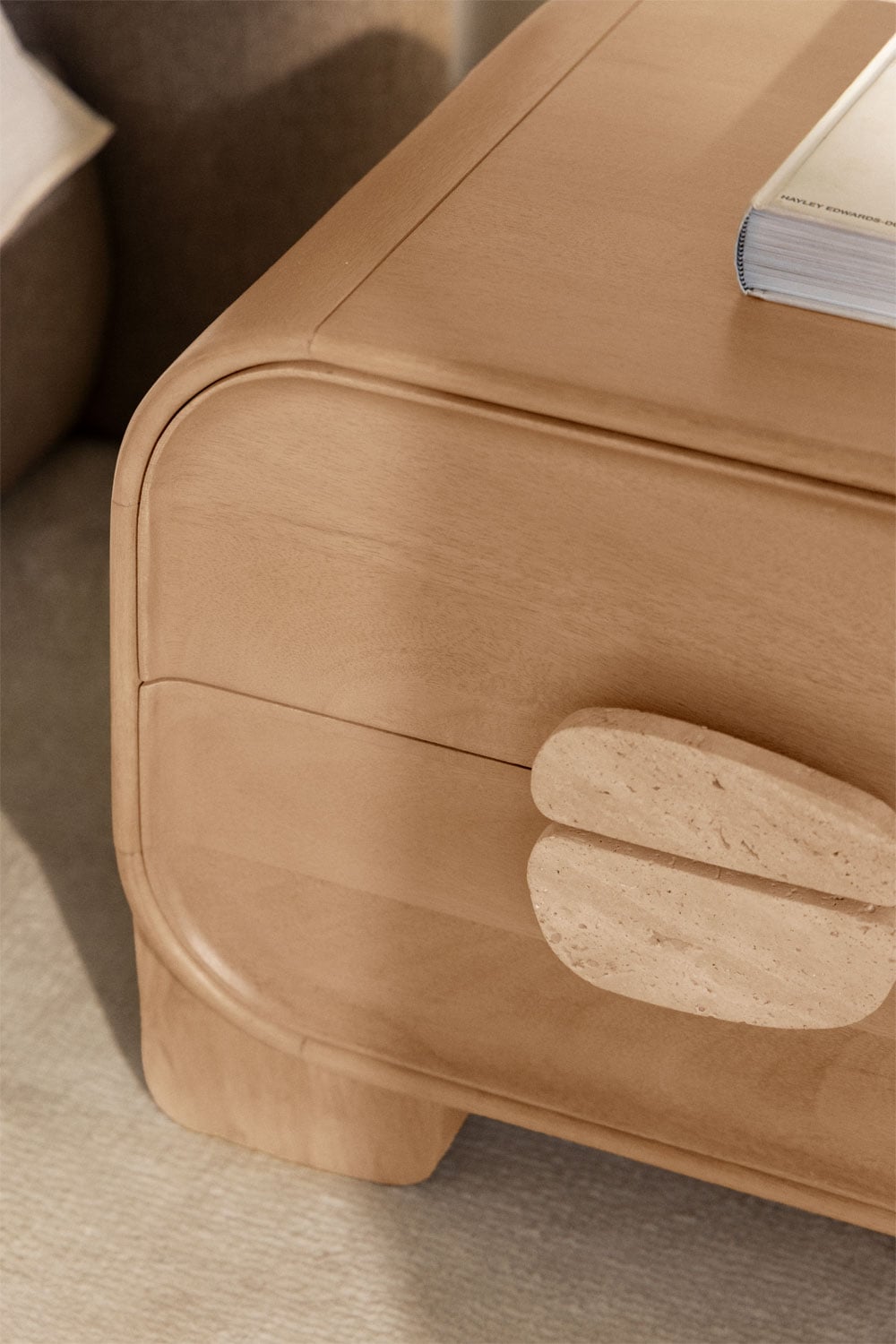 Pack de 2 tables de chevet 55x40 cm en bois de manguier et pierre naturelle Kivalina, image de la galerie 2