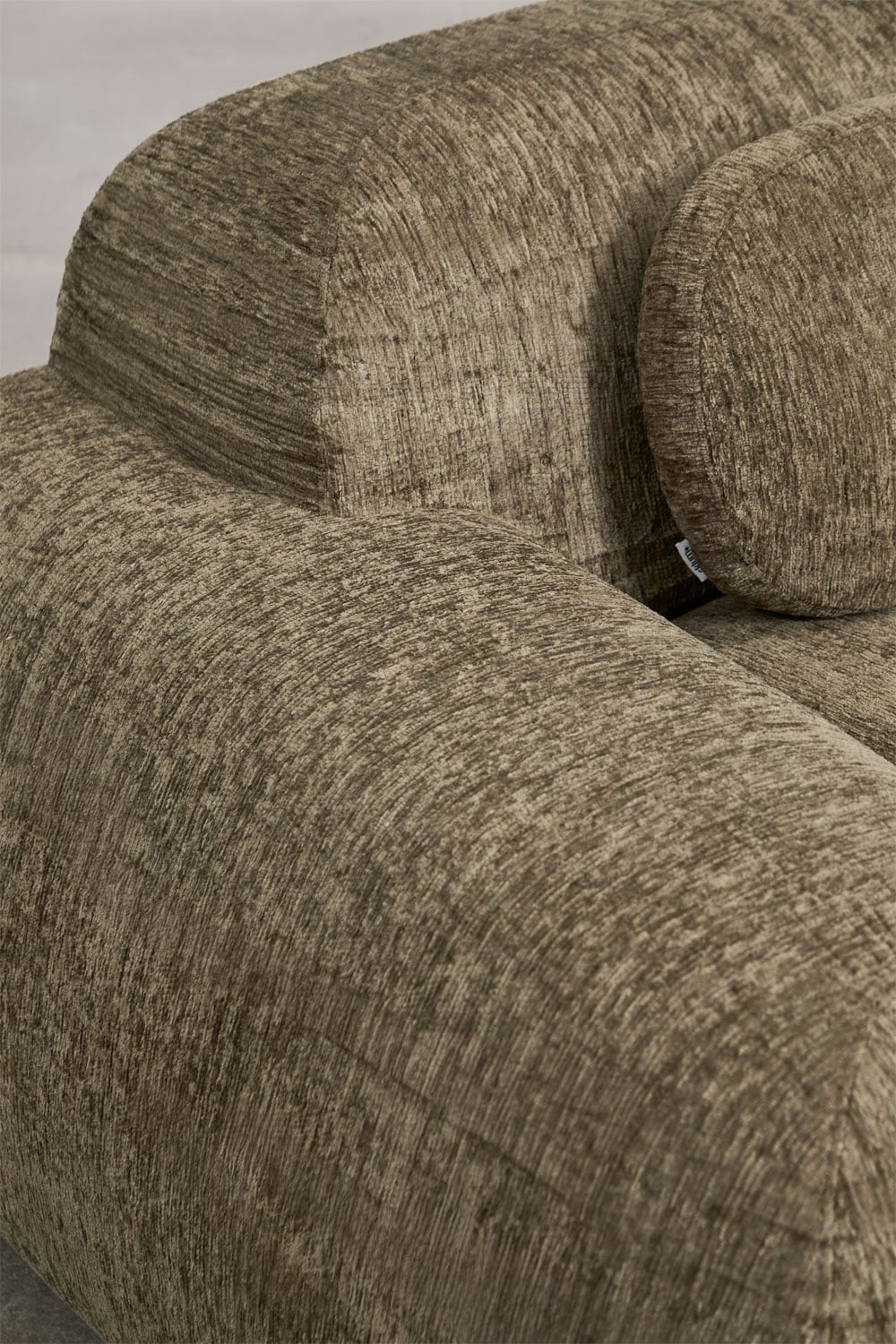 Module d'angle gauche avec accoudoir pour canapé modulaire en chenille emballé sous vide Merida, image de la galerie 2