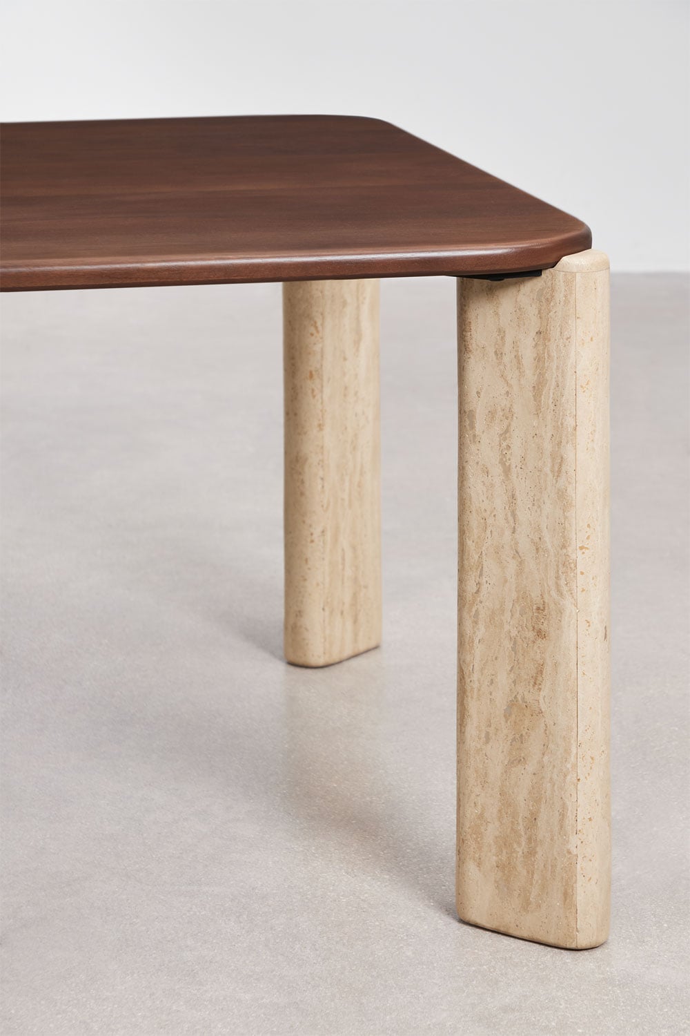 Table à manger rectangulaire 230x110 cm en bois de manguier et pierre naturelle Andeca, image de la galerie 3