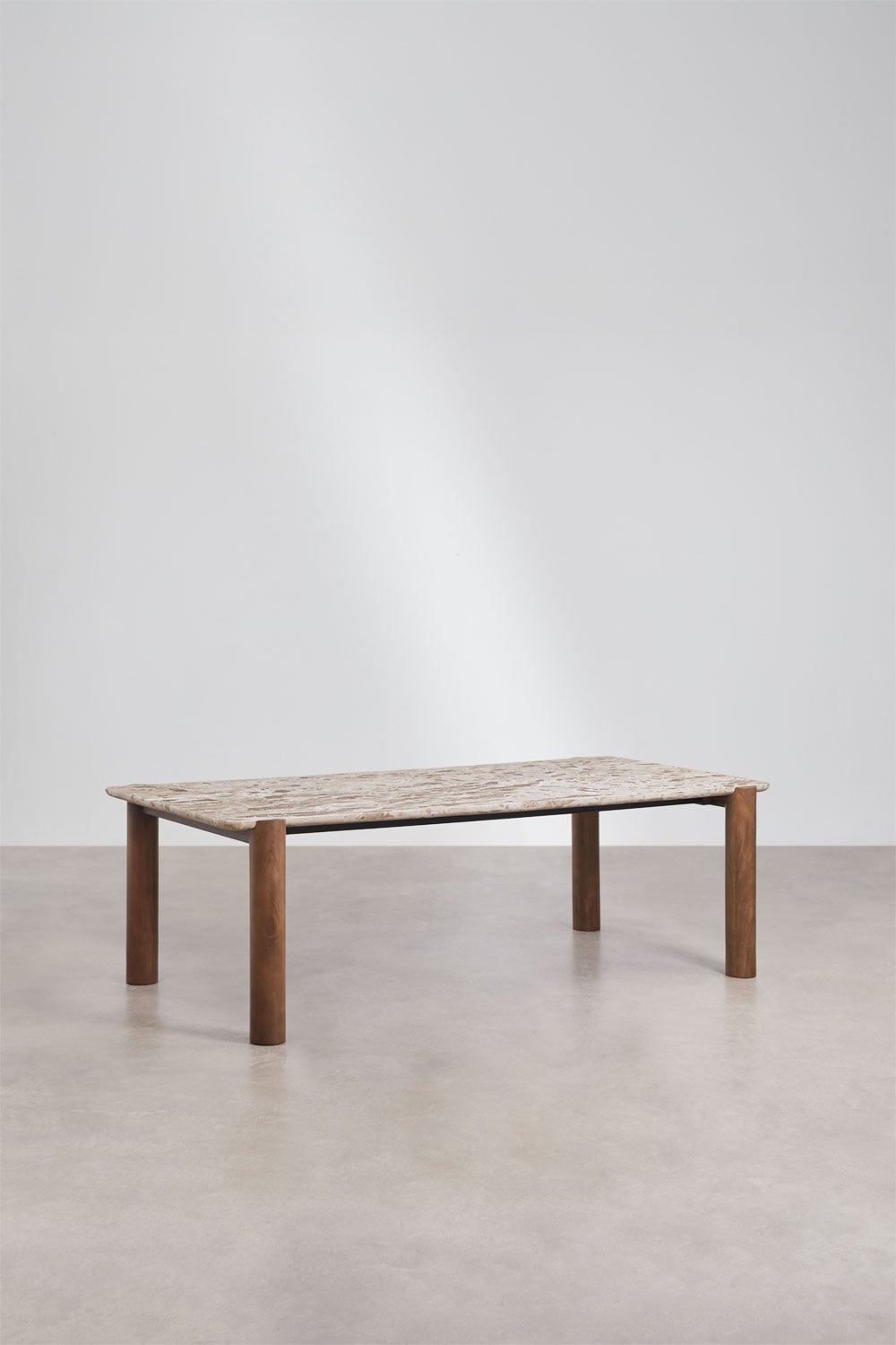 Table à manger rectangulaire 245x110 cm en bois de manguier et marbre Oneca, image de la galerie 1