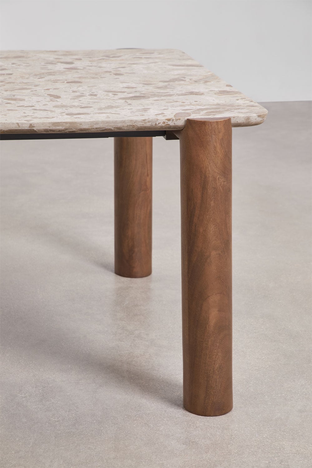 Table à manger rectangulaire 245x110 cm en bois de manguier et marbre Oneca, image de la galerie 3