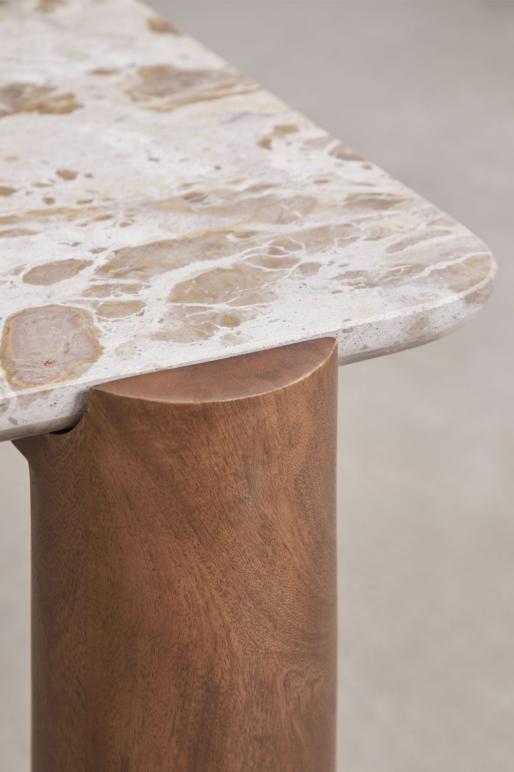 Table à manger rectangulaire 245x110 cm en bois de manguier et marbre Oneca, image de la galerie 4