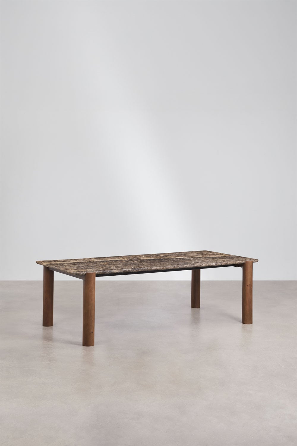 Table à manger rectangulaire 245x110 cm en bois de manguier et marbre Oneca, image de la galerie 3