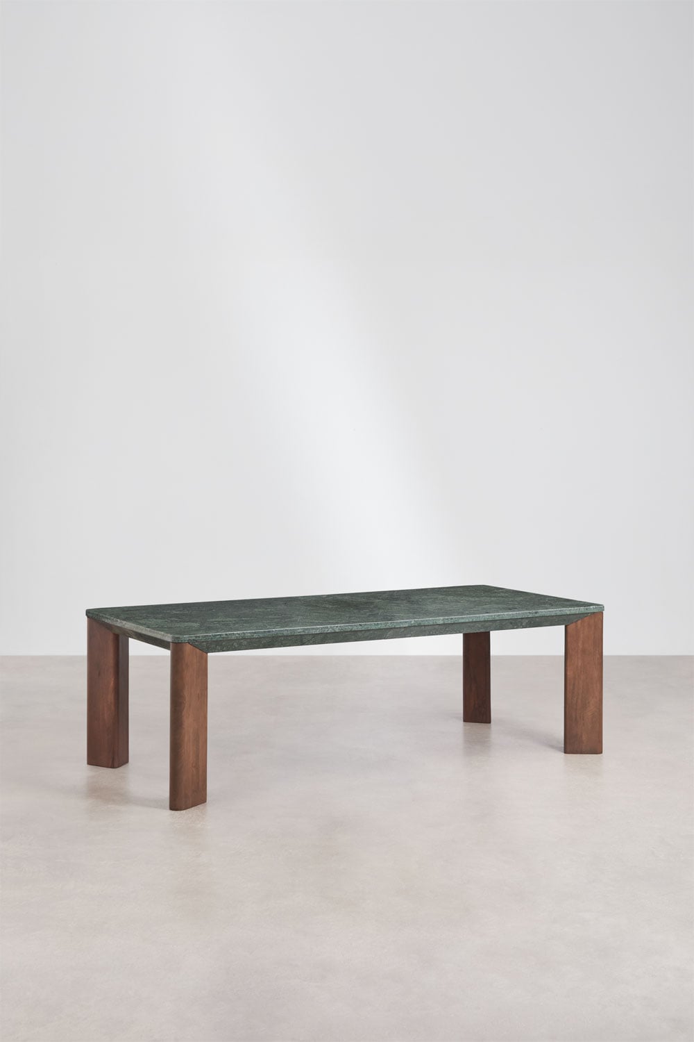 Table à manger rectangulaire 240x110 cm en bois de manguier et marbre Garsea, image de la galerie 3