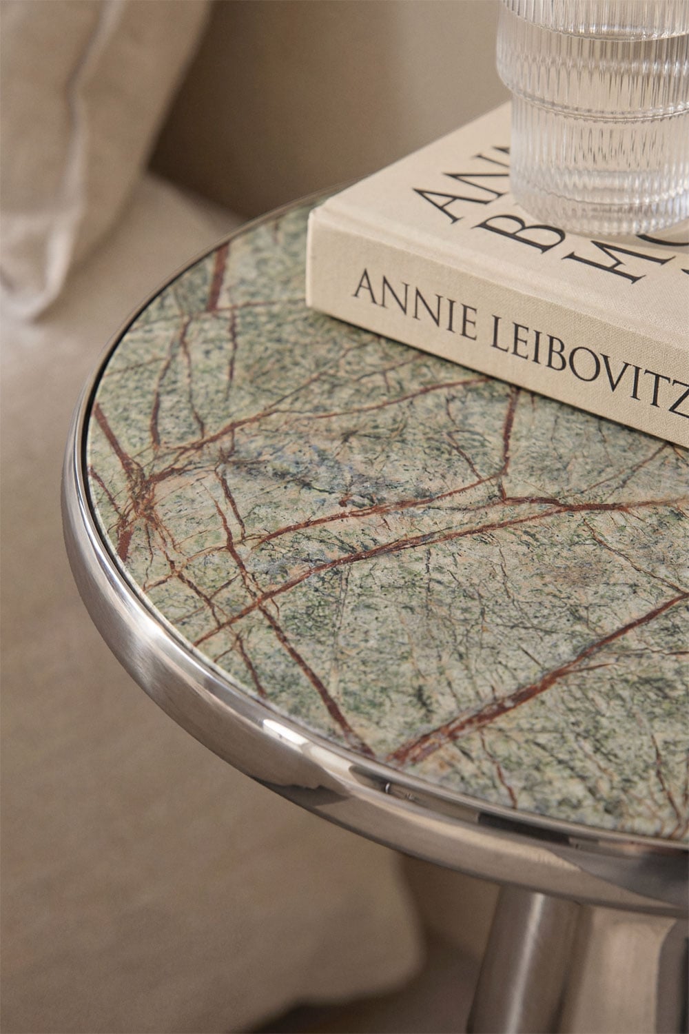 Table de chevet ronde Ø30 cm en acier inoxydable Selmalis, image de la galerie 2