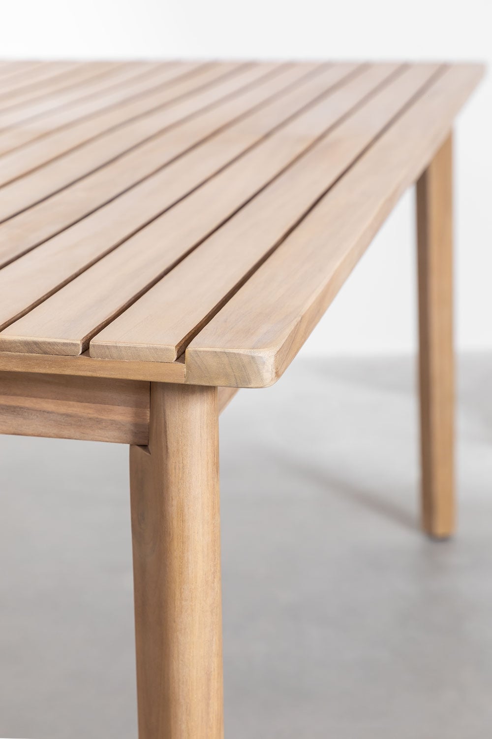 Set de table rectangulaire 180x90 cm et 2 bancs de jardin en bois d'acacia Kaela, image de la galerie 5