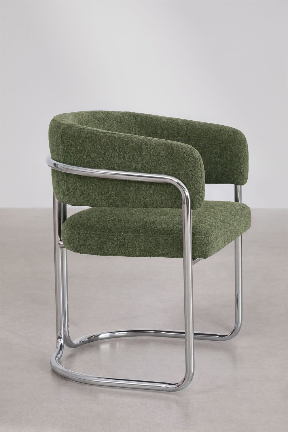 Chaise de salle à manger avec accoudoirs, tapissée et en fer Zantria, image de la galerie 2